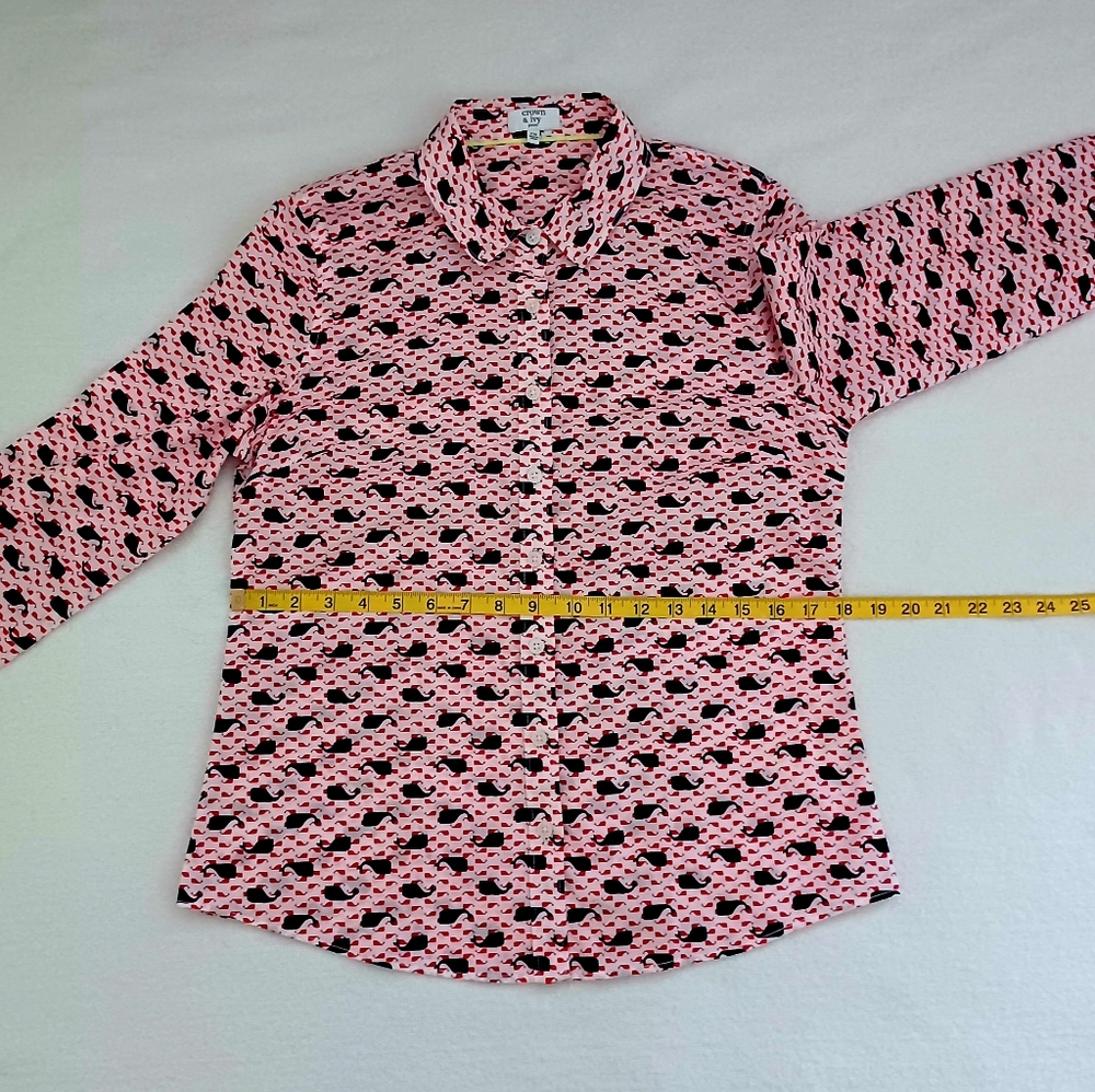 CROWN & IVY Shirt, Whale print, size Mp - Picture 9 of 13